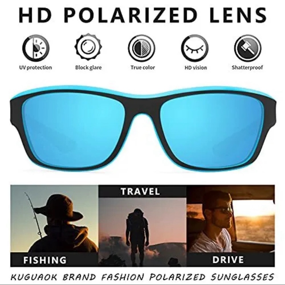 Black Polarized UV400 Protection Sunglasses Fishing Cycling Hiking and Sports - Picture 5 of 8
